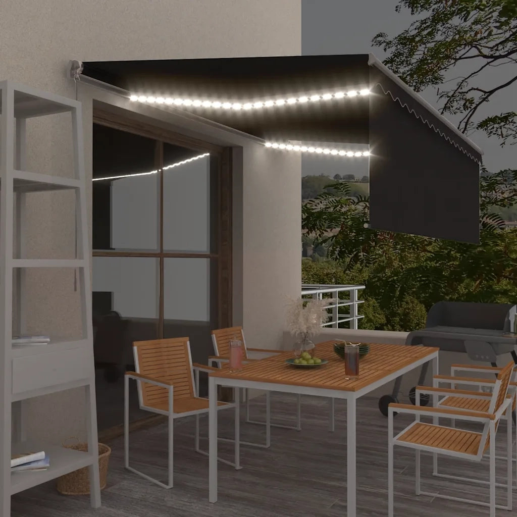Tenda da Sole Retrattile Manuale con LED 4,5x3 m Antracite