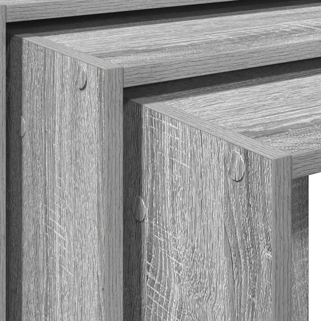 Tavolini Impilabili 3 pz Grigio Sonoma in Legno Multistrato 858538