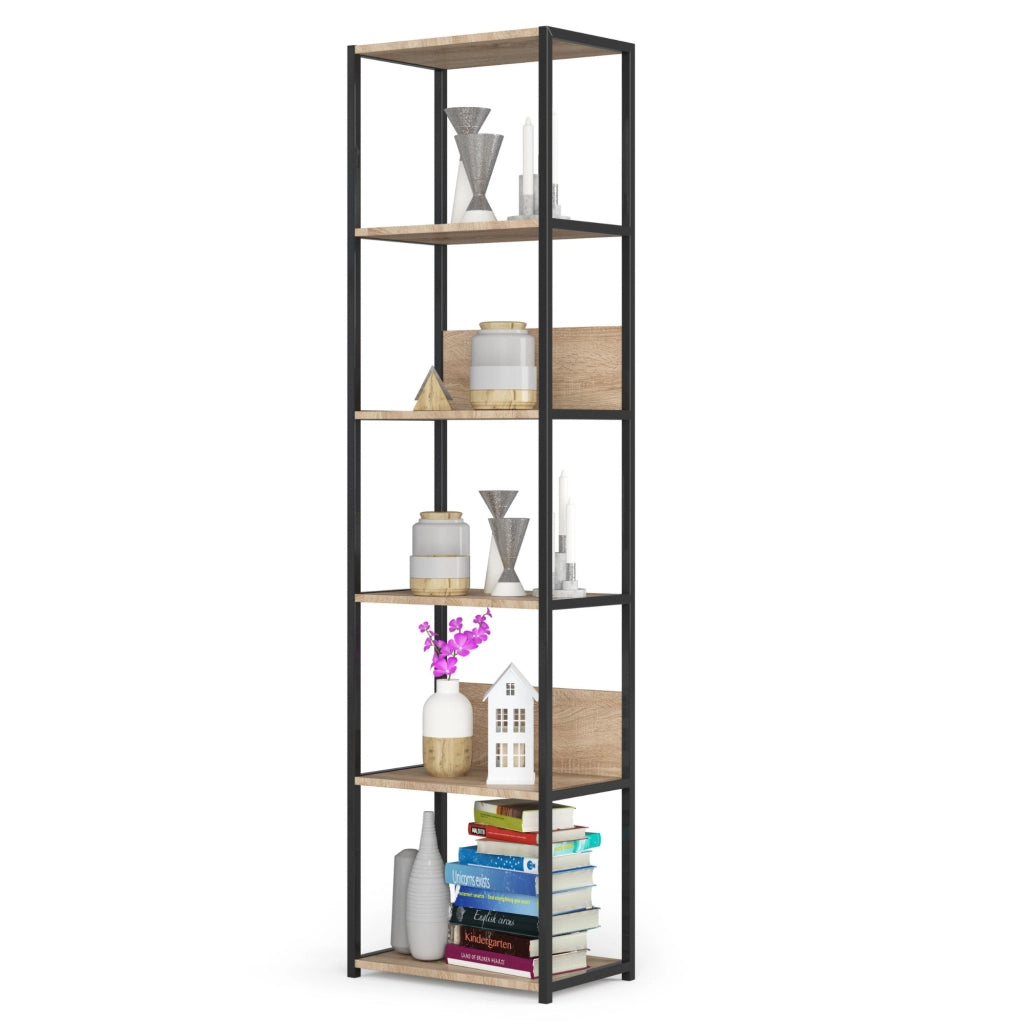 Scaffale stile industriale con ripiani in legno 50 cm Nera, Quercia Sonoma 50x32x192 cm