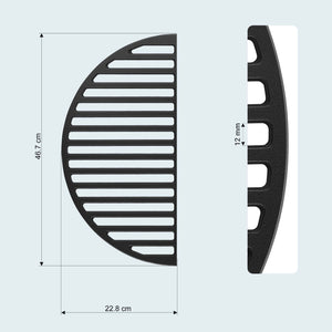 Set 2x Griglia in ghisa, forma a mezza luna, 46,7 x 22,8 x 0,9 cm, per barbecue, bistecchiera, ideale per grigliare carne, pesce, verdure