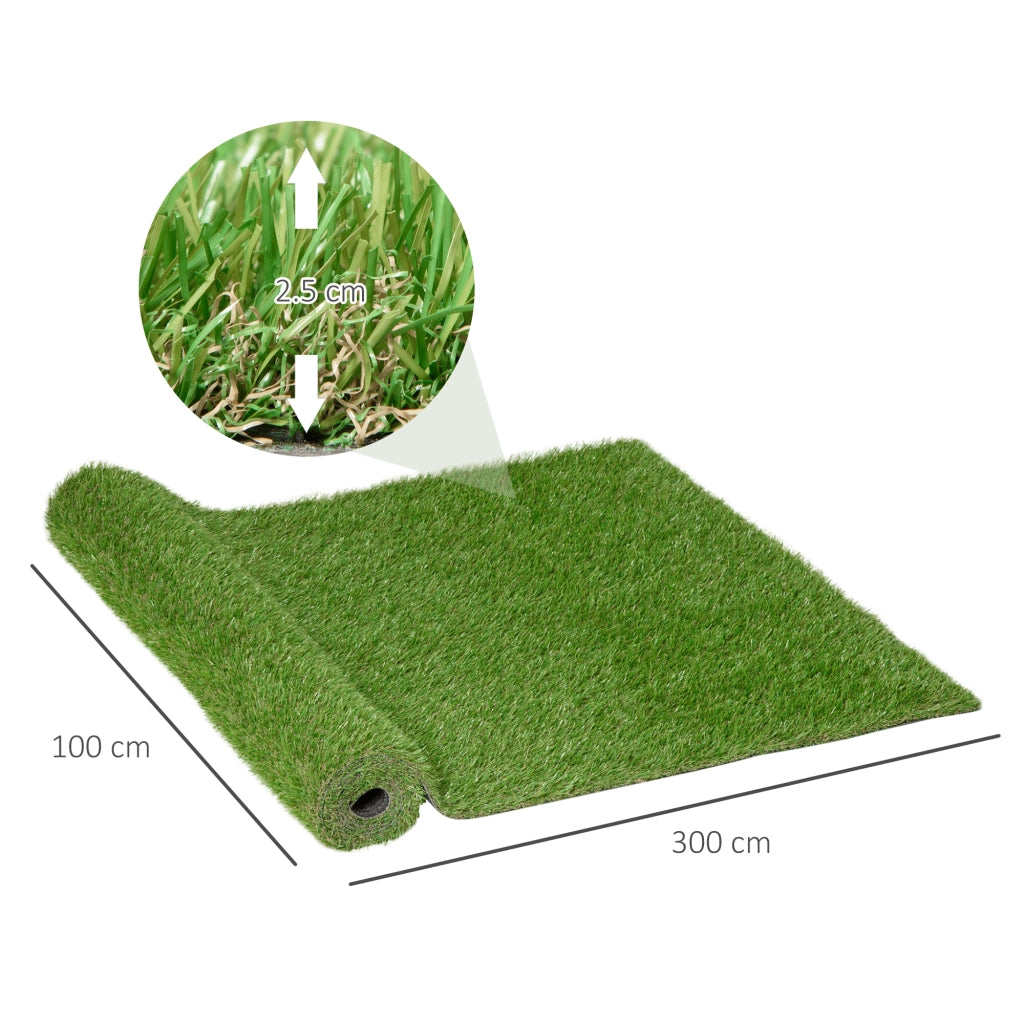 Tappeto Erba Sintetica 3x1 m ¨C zephmum ¨C Verde 25mm per Giardino