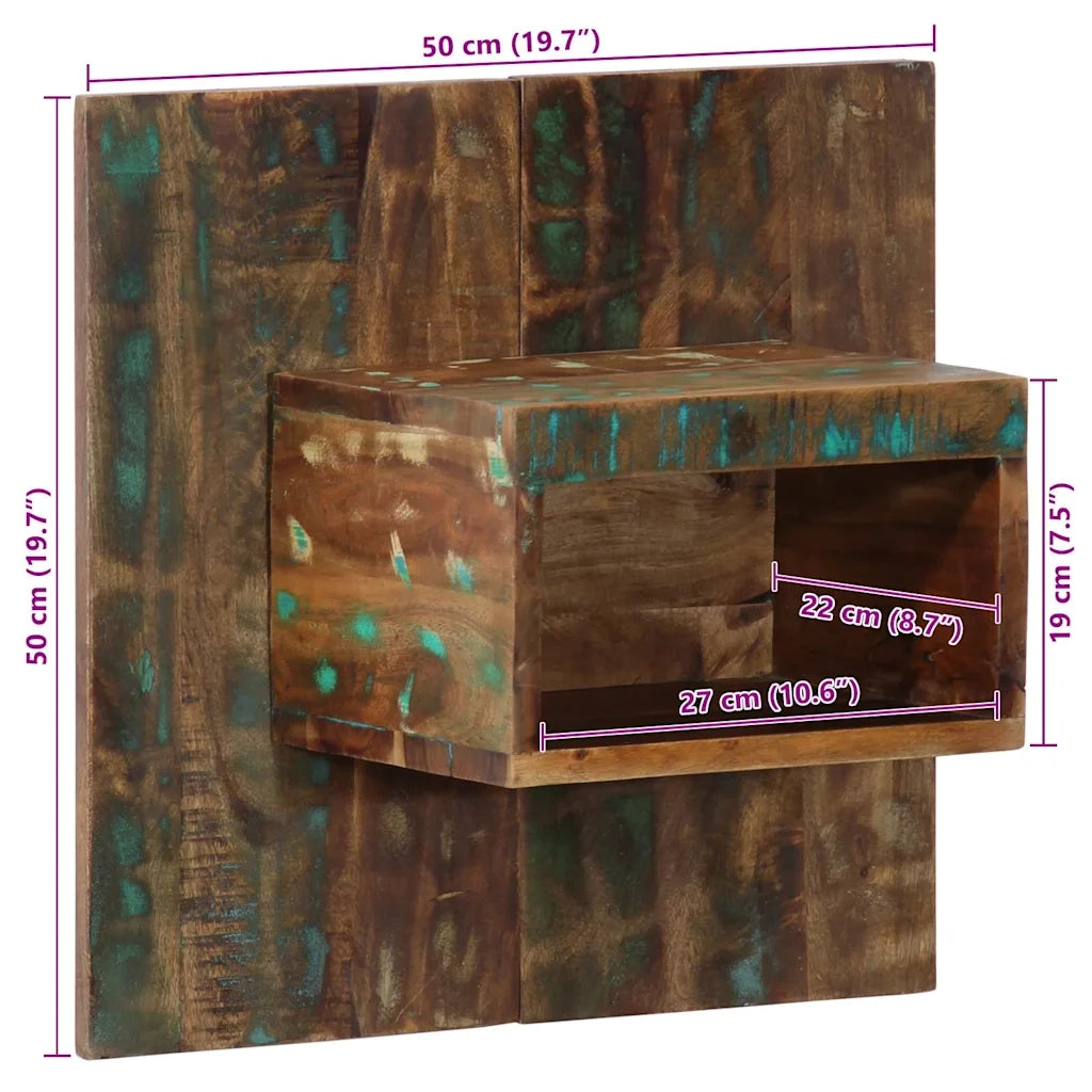 Comodino | Armadio da Notte | Mobiletto da notte Multicolore 50x27x50 cm in Legno Massello Recupero