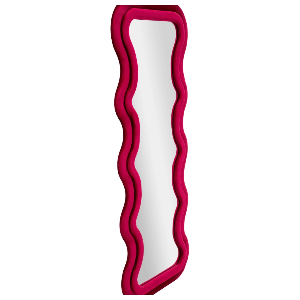 Allen, Specchio Cornice Ondulata Effetto Velluto, 60x160h cm Rosa