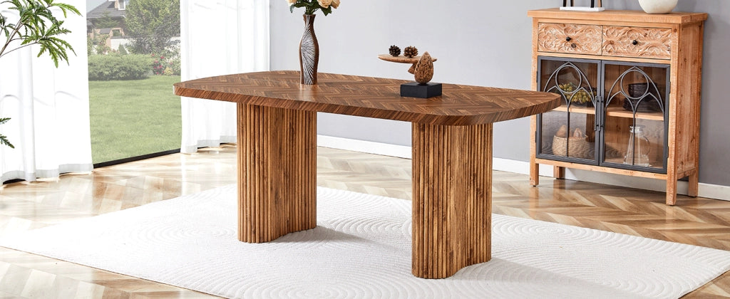 Tavolo da Pranzo Design Moderno con Base a Colonna ¨C Xylo ¨C Noce 180x90 cm