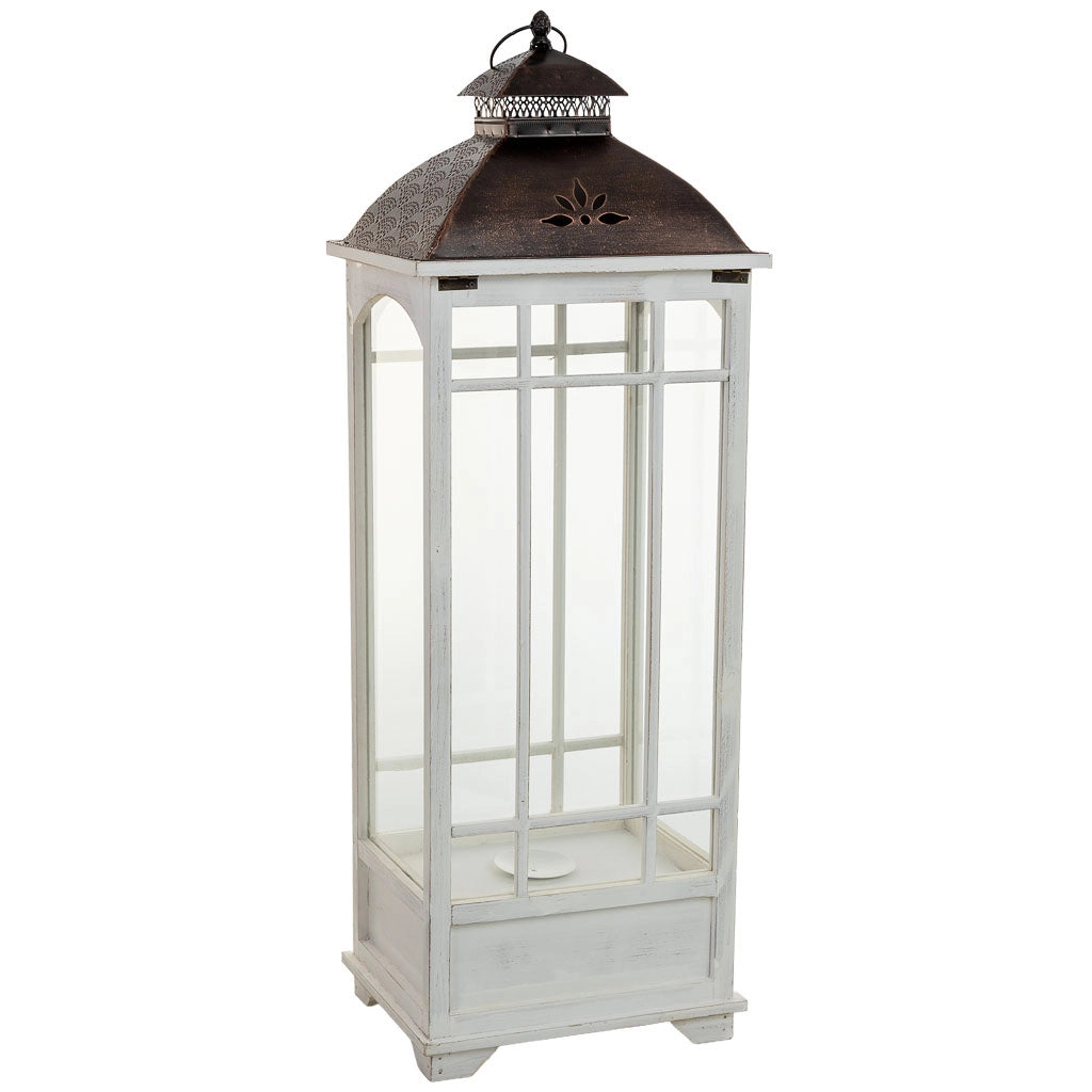 Lanterna in legno bianco 32x26x92h cm