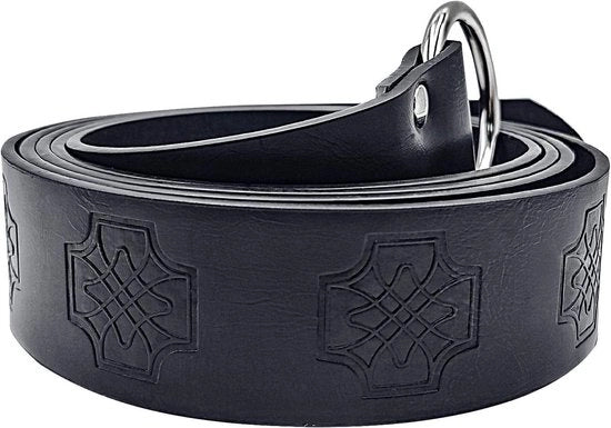 Cinturone in Pelle PU a Anelli per Tuniche di Costume di Pirata con Stile Medioevale per Accessori di Costume per Viking e Cosplay Nero