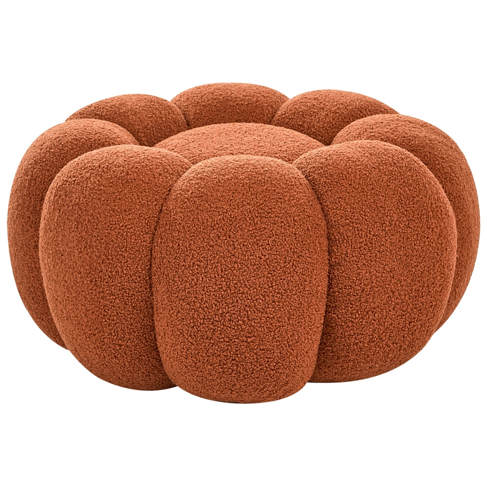 Pouf poggiapiedi moderno rotondo grande in tessuto boucle Marrone Soggiorno moderno Camera da letto