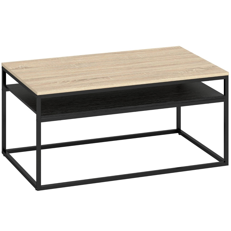 Tavolino da caffè moderno con ripiano inferiore, effetto rovere, 100 x 59,8 cm