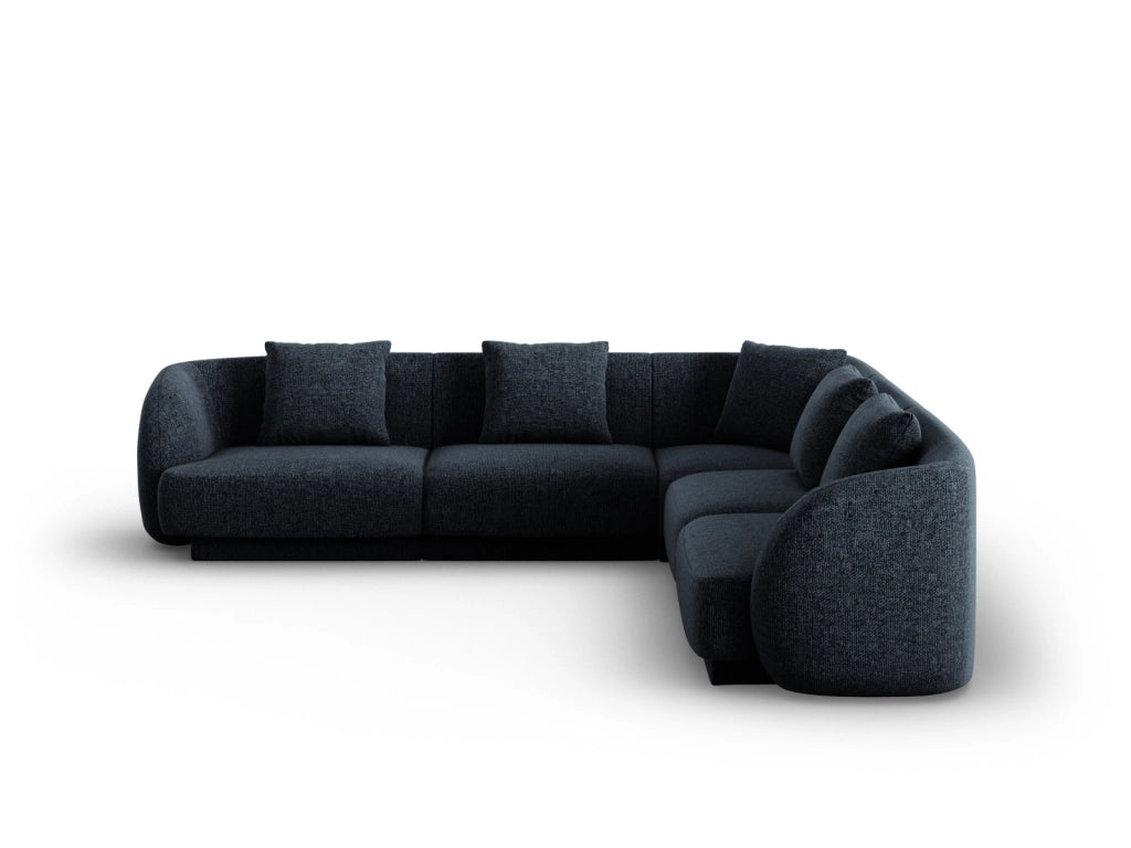 Cosmopolitan Design - Divano angolare reversibile "Tulum" 5 posti in ciniglia blu reale 