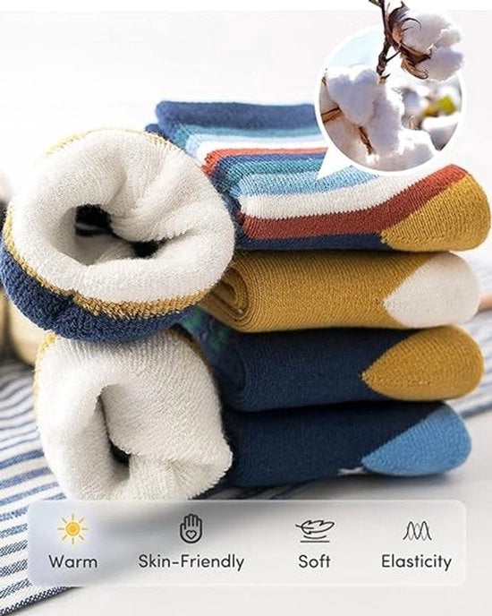 Sokke calde con imbottitura di velluto per bambini (5 paia, media) (età 1-3 anni)