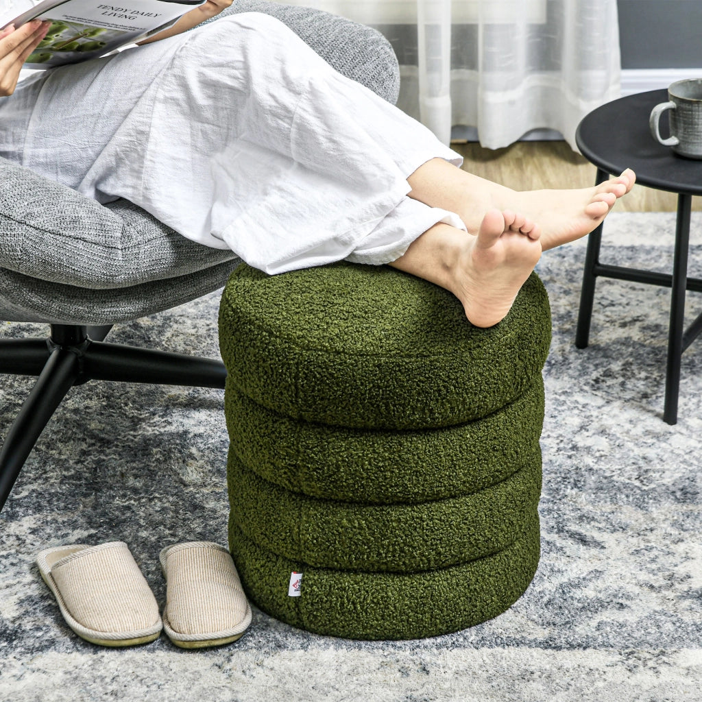 Pouf rotondo ¨C zephmum ¨C verde, in tessuto peluche, 40x45 cm