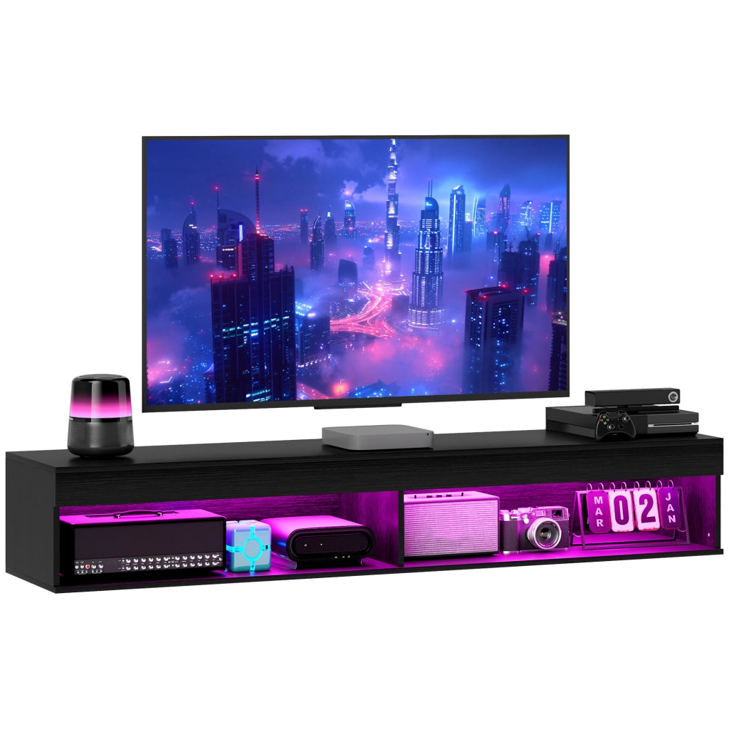 Mobile TV Sospeso con Luci LED e Telecomando ¨C zephmum ¨C Nero, 180x40x30cm