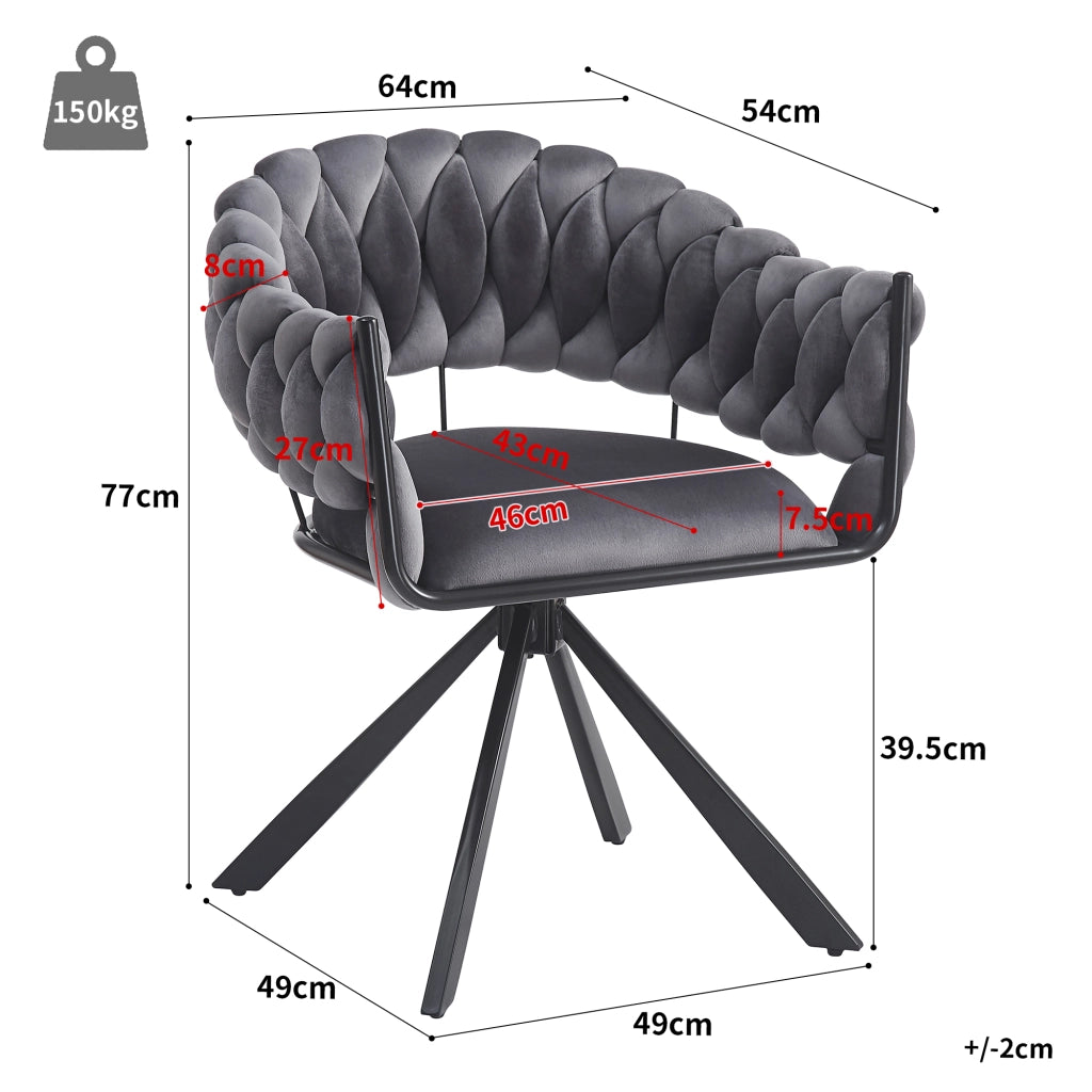 Sedia da Pranzo in Velluto con Gambe in Metallo ¨C MINIMAL ¨C Grigio, Set 6 Pezzi