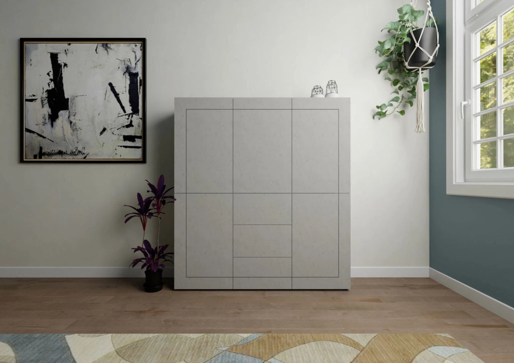 Credenza alta 5 ante/3 cassetti 150x35x165 cm Elios cashmere