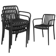 Sedia da giardino impilabile con braccioli ¨C zephmum ¨C nero 55x58.5x81.5 cm
