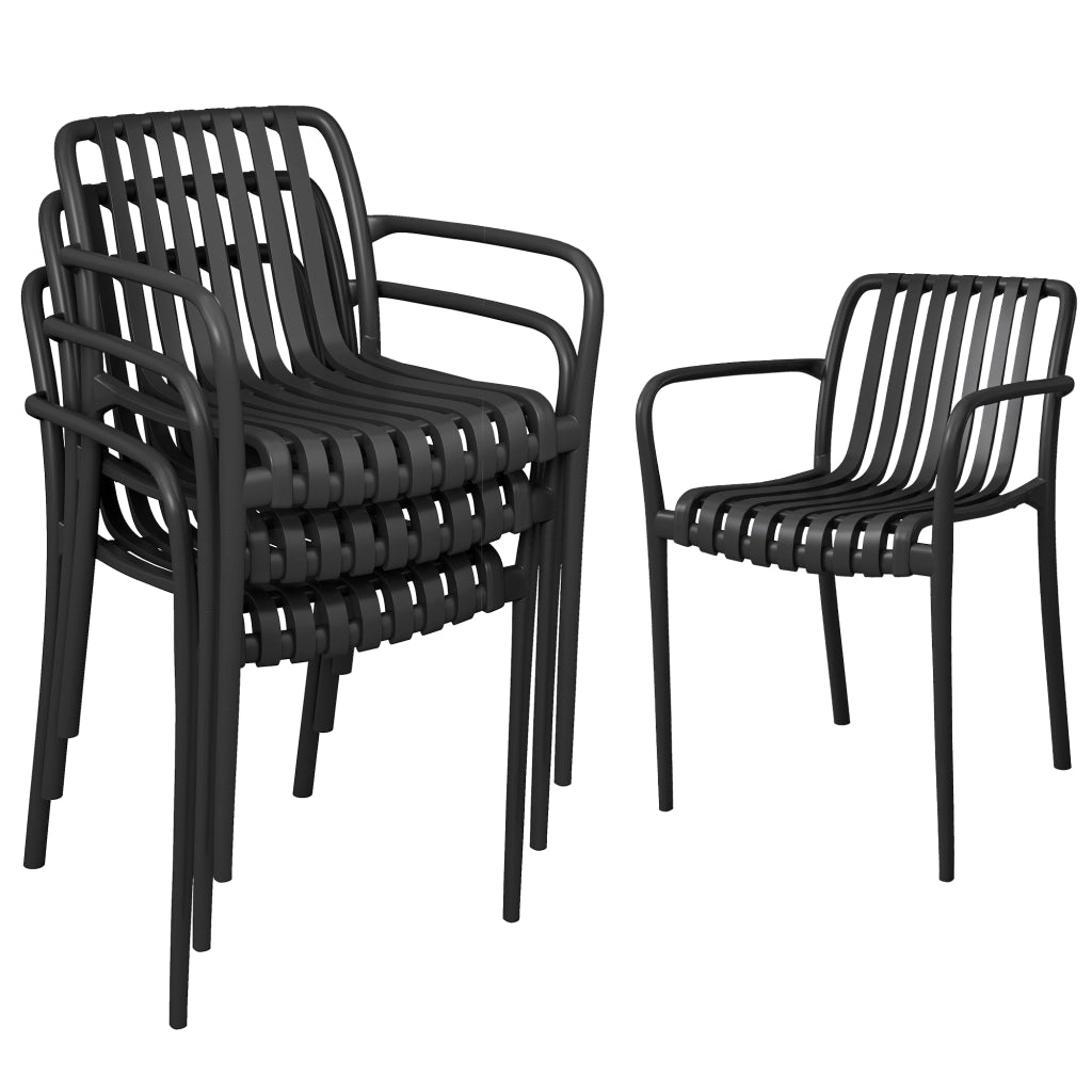 Sedia da giardino impilabile con braccioli ¨C zephmum ¨C nero 55x58.5x81.5 cm