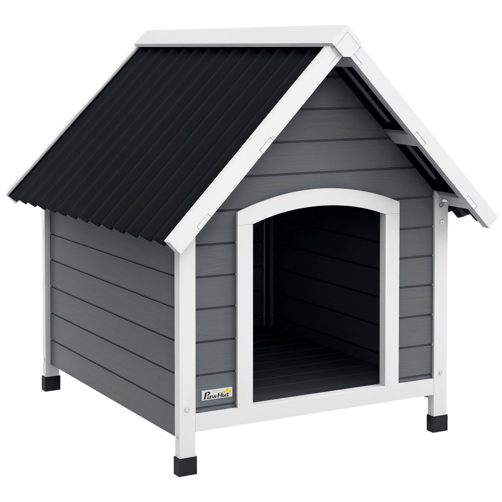 Casetta per cani ¨C zephmum ¨C Grigio/Nero, legno di abete, 75x88x82 cm