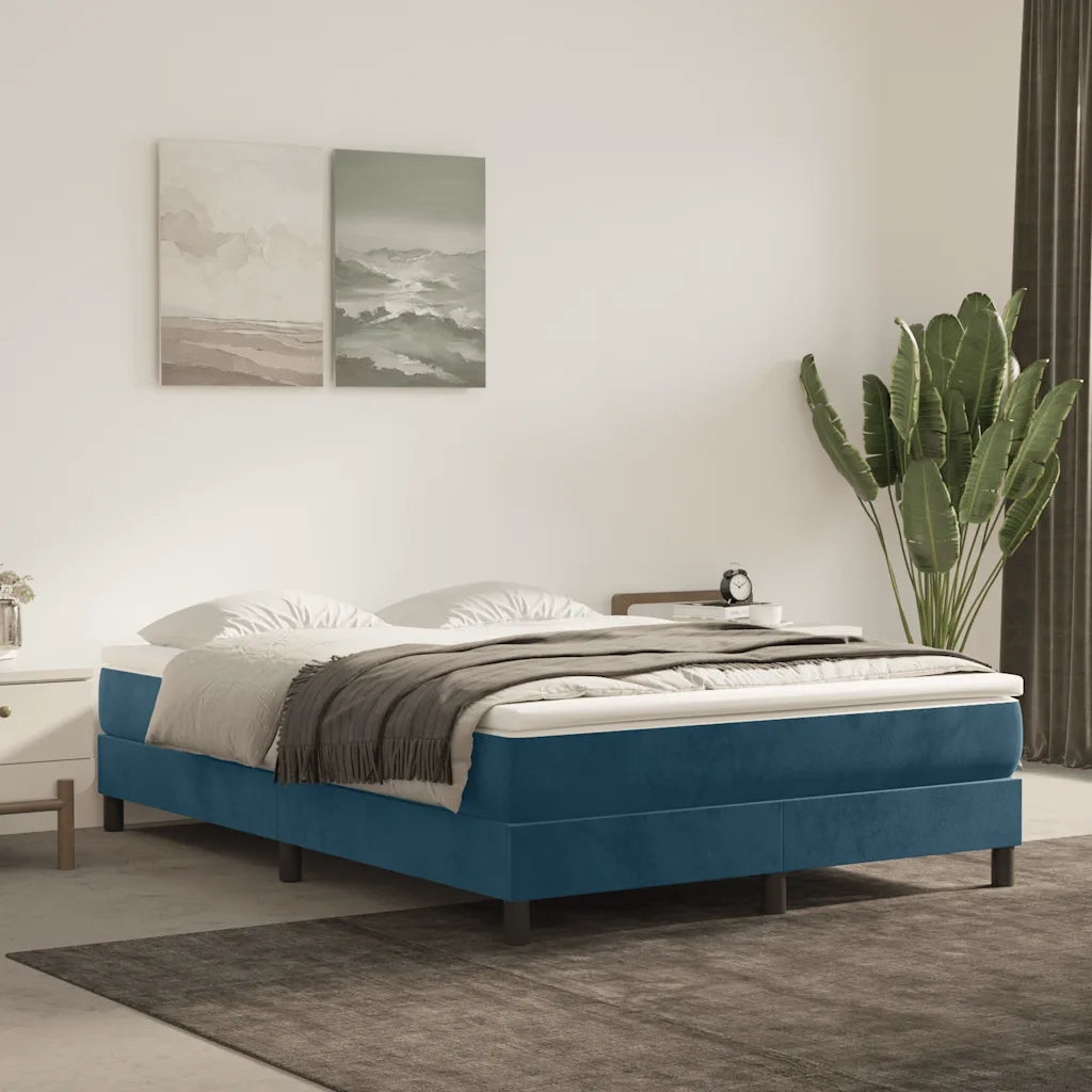 Giroletto a Molle con Materasso Blu Scuro 140x190 cm in Velluto 3144331