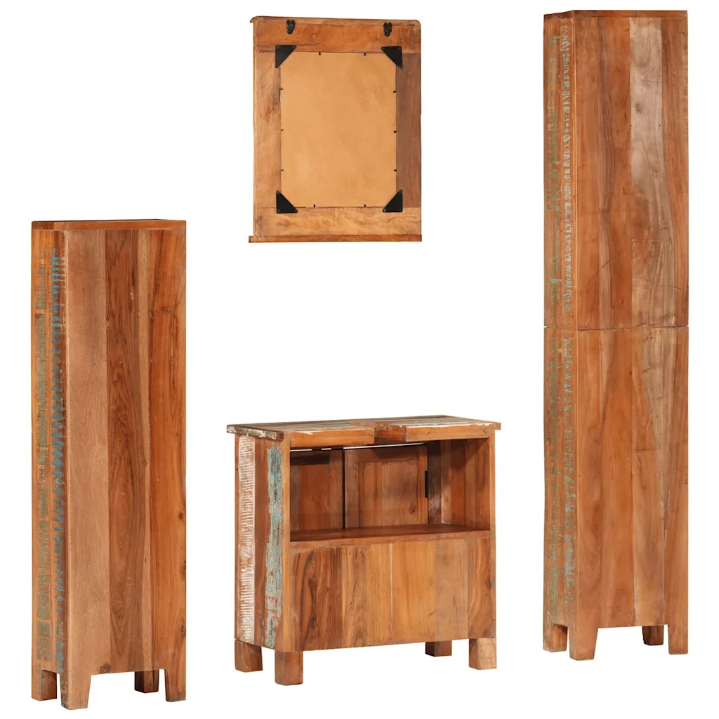 Set Mobili da Bagno 4 pz in Legno Massello di Recupero
