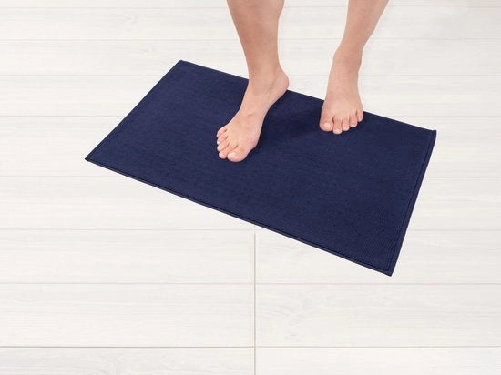 Matrice antiscivolo in cotone 100%, 43x61 cm, per bagno e toilette, assorbente, rapidamente asciugante, lavabile, colore blu scuro