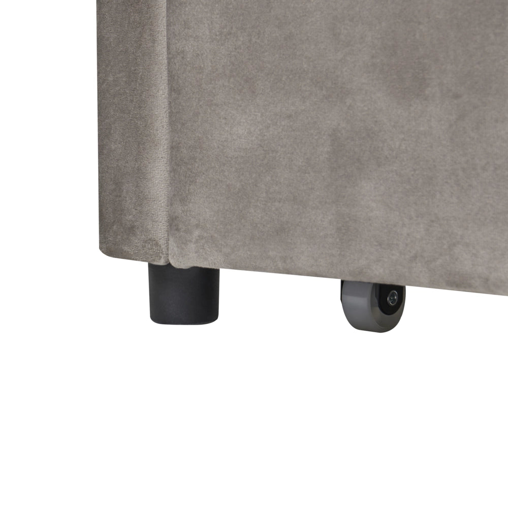 Letto a castello rivestito in velluto tortora 90/180 x 200 cm con rete a doghe