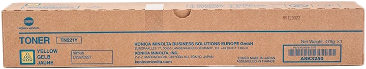 ORIGINAL Konica Minolta toner giallo A8K3250 TN-221Y ~21000 Seiten