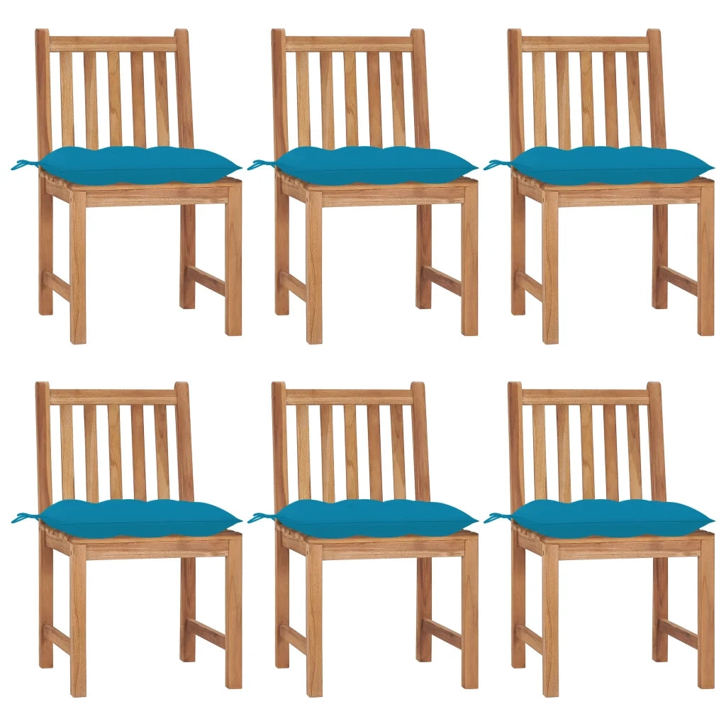 Sedie da Giardino 6 pz con Cuscini in Legno Massello di Teak cod mxl 8383