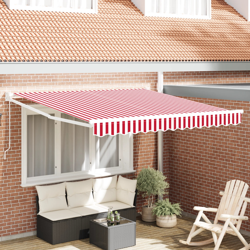 Tenda Retrattile Manuale Rigate Rosse e Bianche 350x250 cm