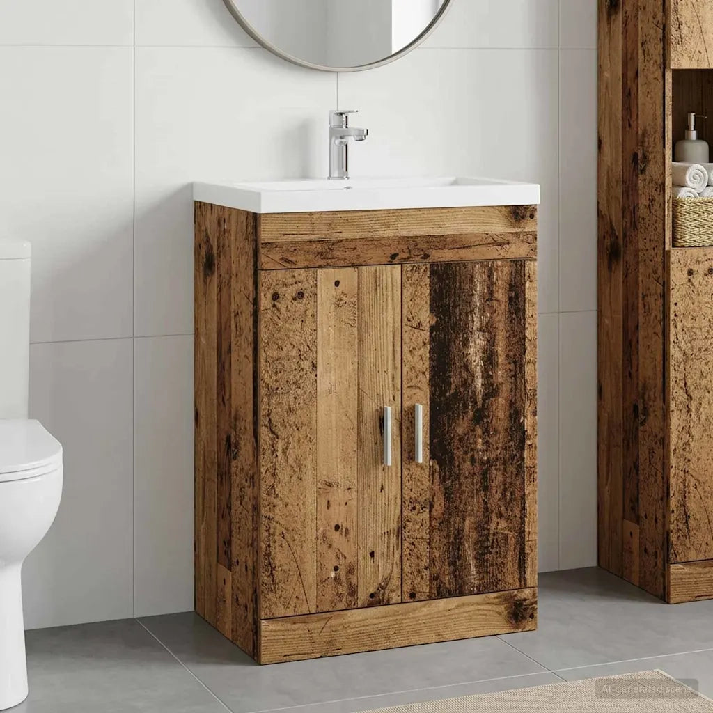 Mobiletto da Bagno Sotto Lavabo Legno antico 890694