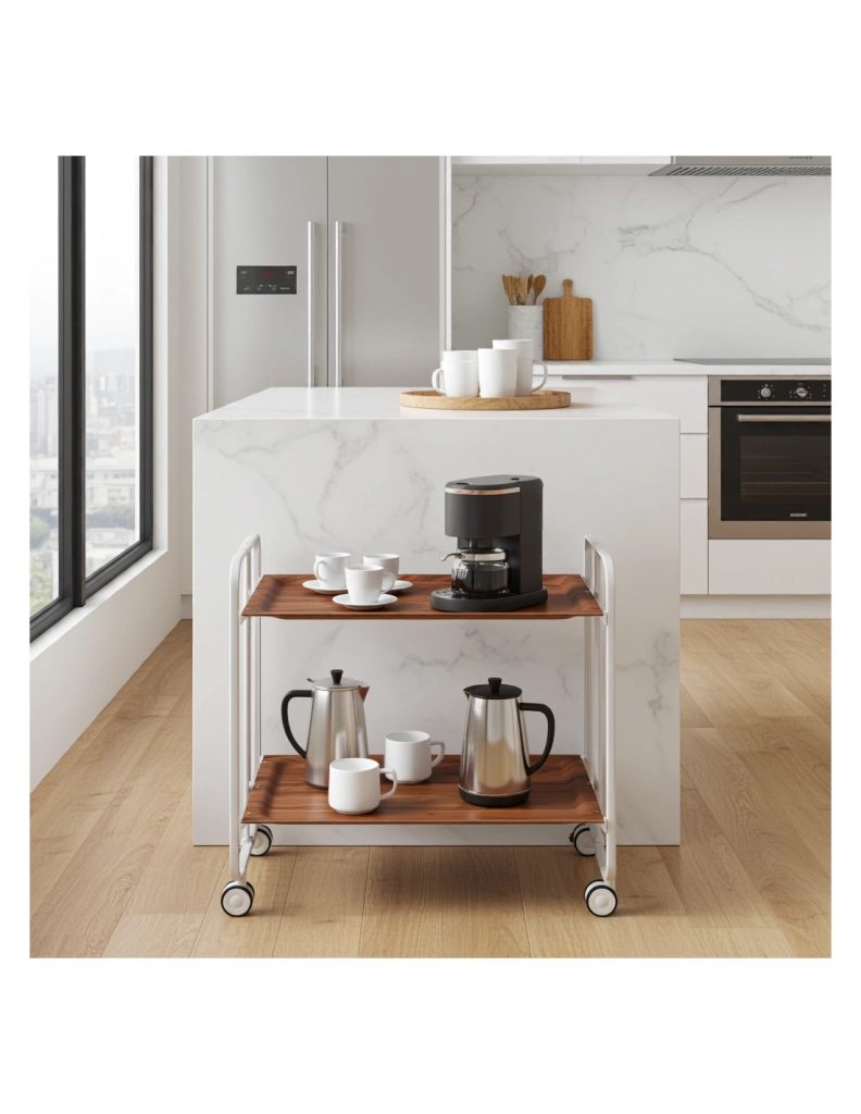 Carrello da cucina pieghevole grigio con ruote BAUHAUS 2 ripiani