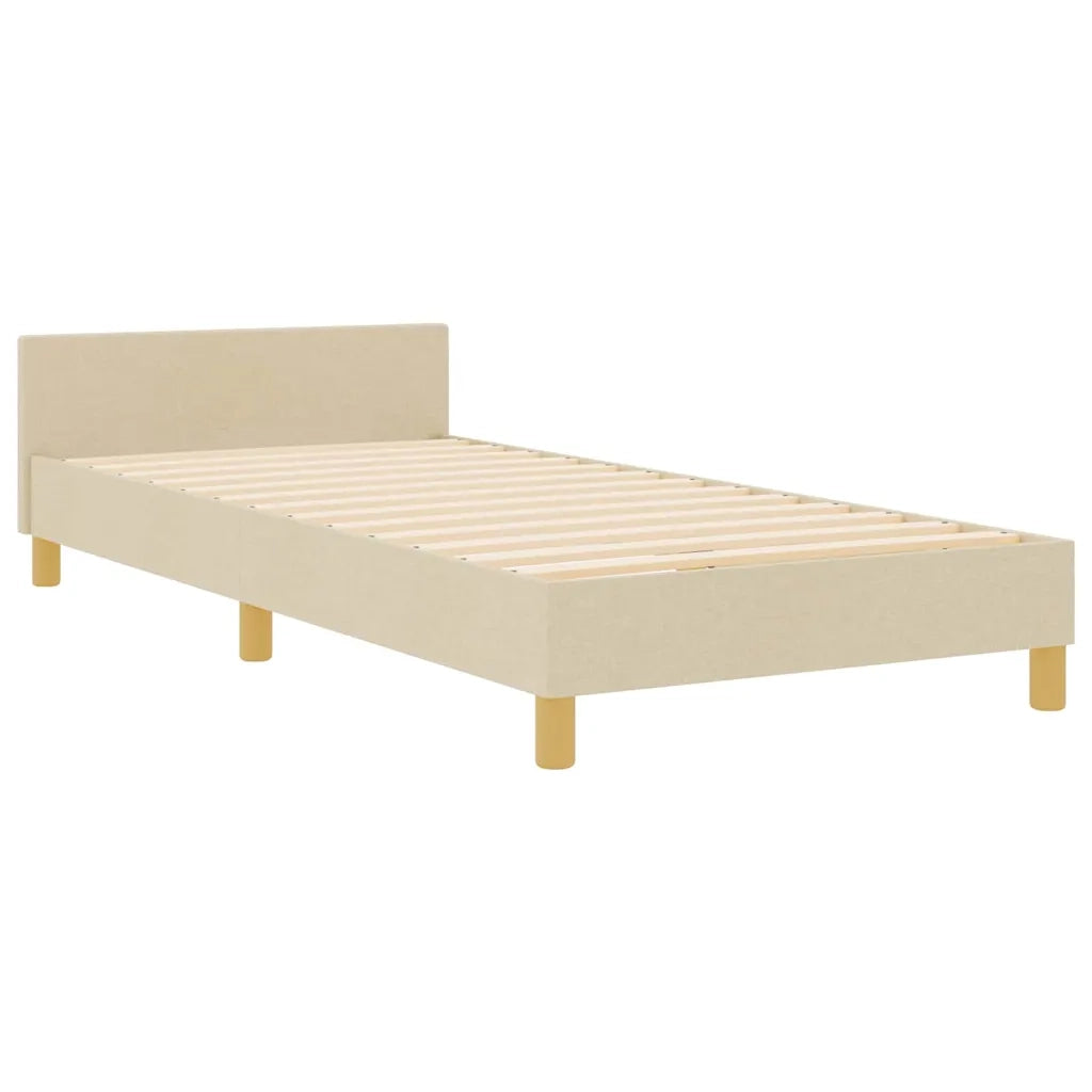 Struttura del letto con testiera Crema 90 x 190 cm Tessuto 3344772