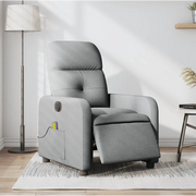 Divano Sedia-Poltrona Reclinabile Massaggio Elettrica Grigio Chiaro Tessuto 794052