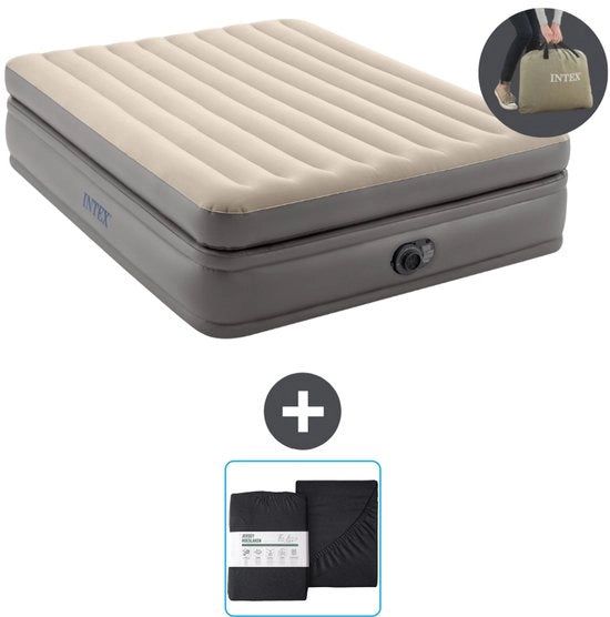 Letto aerea 2 posti - 152 x 203 x 51 cm - Grigio - Incluso compressore e lenzuola di protezione