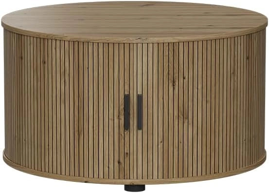 tavolino soggiorno Selva, Nero, 80 x 80 cm con porta scorrevole, con funzione lift e piano del tavolo regolabile in altezza