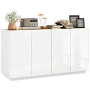 Credenza 2 Ante con Chiusura Ammortizzata 140x40x75 cm Bianco Lucido