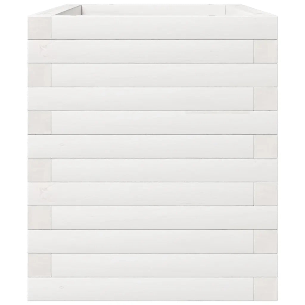 Fioriera da Giardino Bianca 70x40x49,5cm Legno Massello di Pino