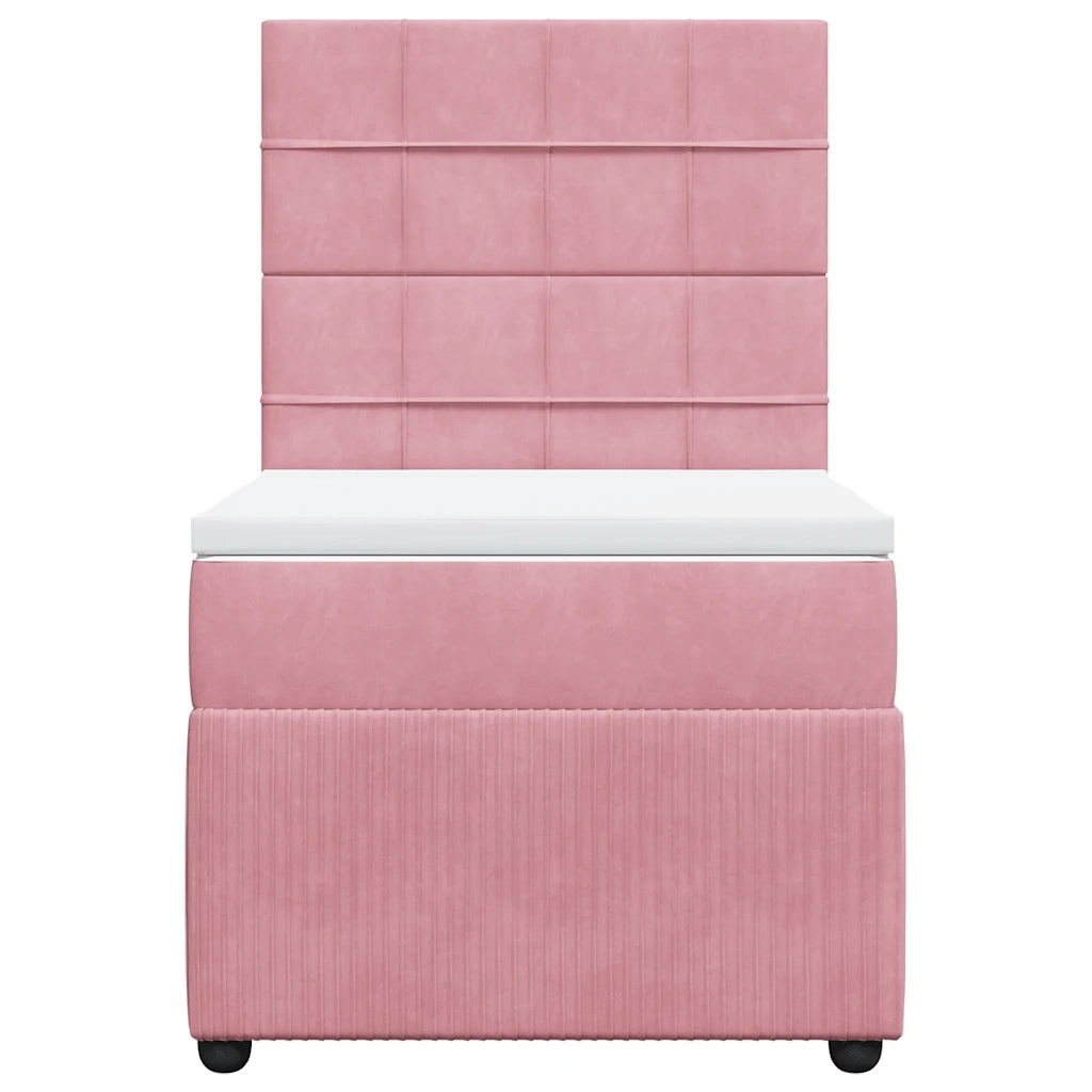 Giroletto a Molle con Materasso Rosa 90x200 cm in Velluto 3292243