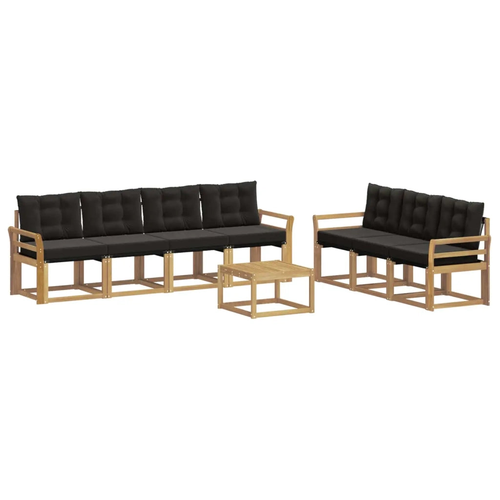 Set di divani da esterno con cuscino 8 pcs Bianco e Nero