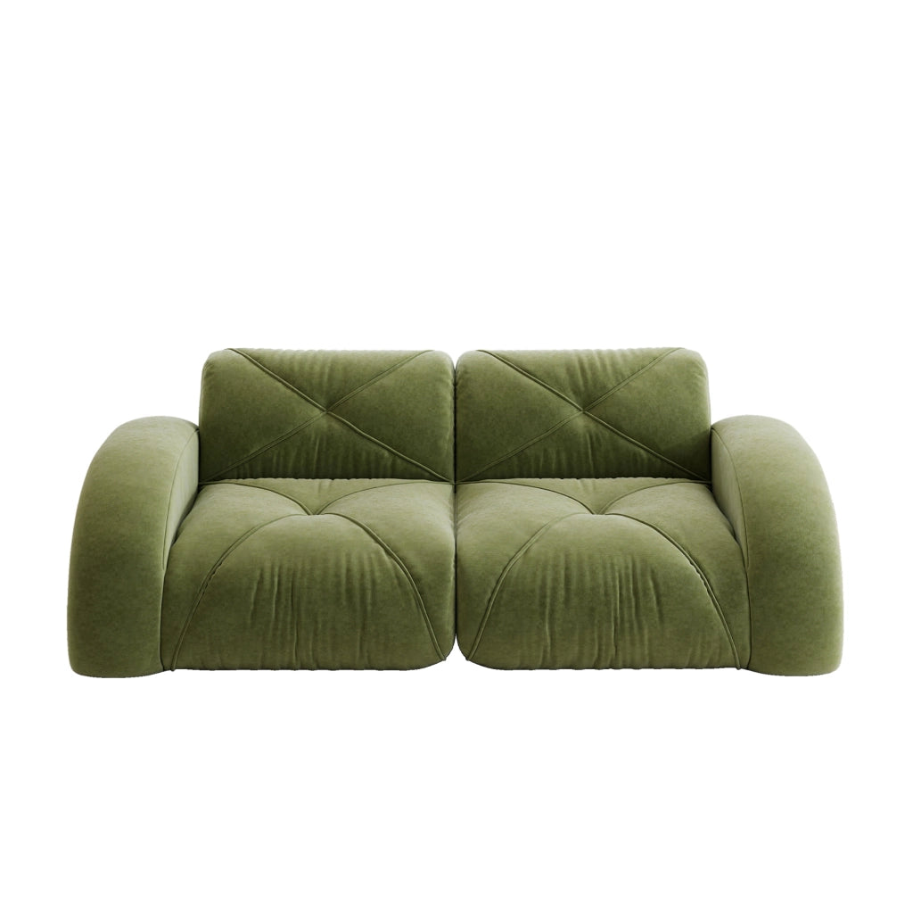 Divano modulare 204x95x76 cm in chenille; senza montaggio; verde
