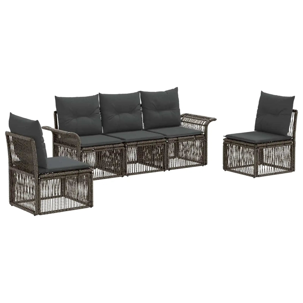 Set Divano da Giardino 5 pcs Grigio polyrattan 3434786