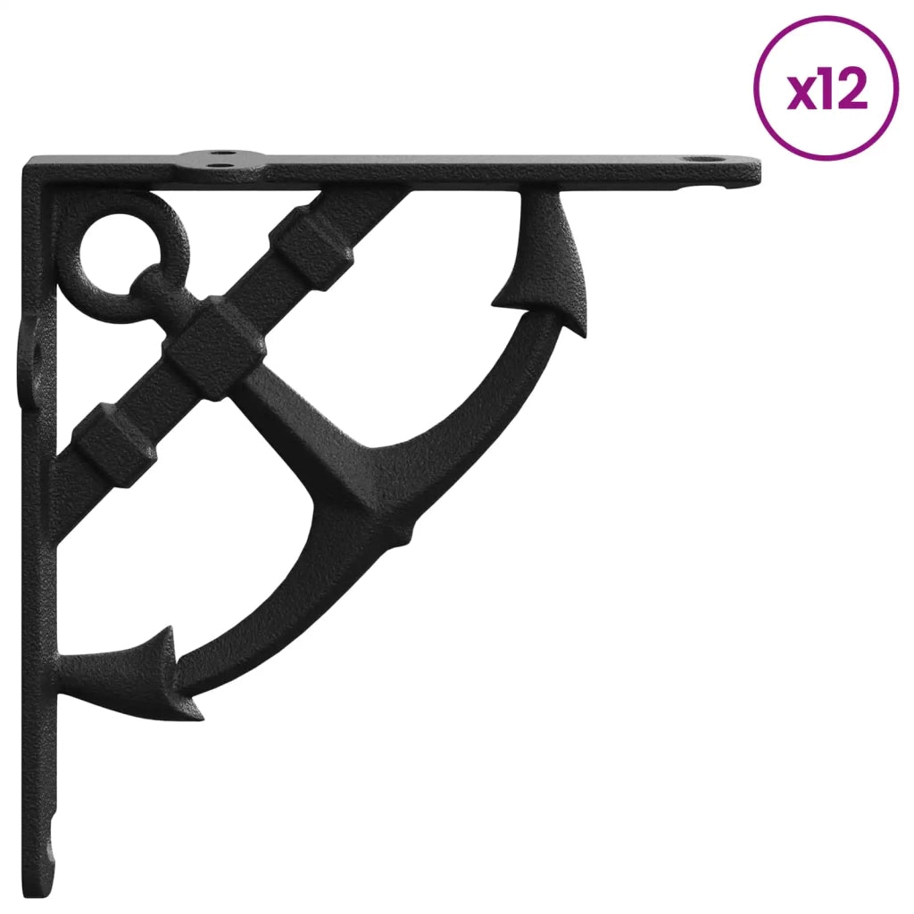 Supporti per mensole da parete 12 pz Nero 10 x 10 x 3 cm 42038902