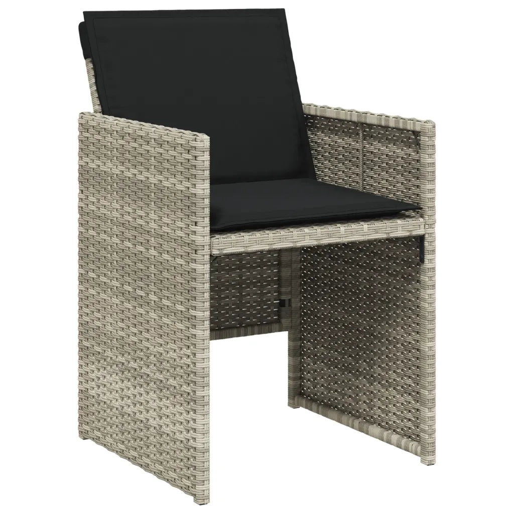 Set da Pranzo da Giardino 7 pz Cuscini Polyrattan Grigio Chiaro 3277678
