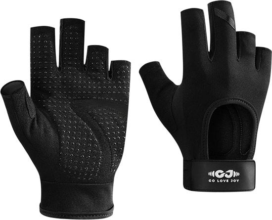 Manicure per bicicletta - M - Larghezza della mano 9 cm - Lunghezza 15 cm - Maniche per allenamento - Maniche per sollevamento pesi - Maniche per allenamento per esercizi di bodybuilding con metà dita - Maniche sportive - Stile spesso
