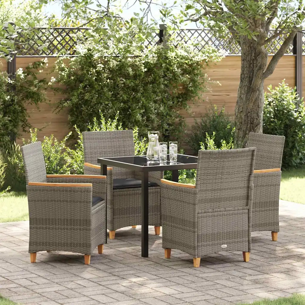 Set da Pranzo per Giardino 5 pcs Grigio polyrattan 3381094