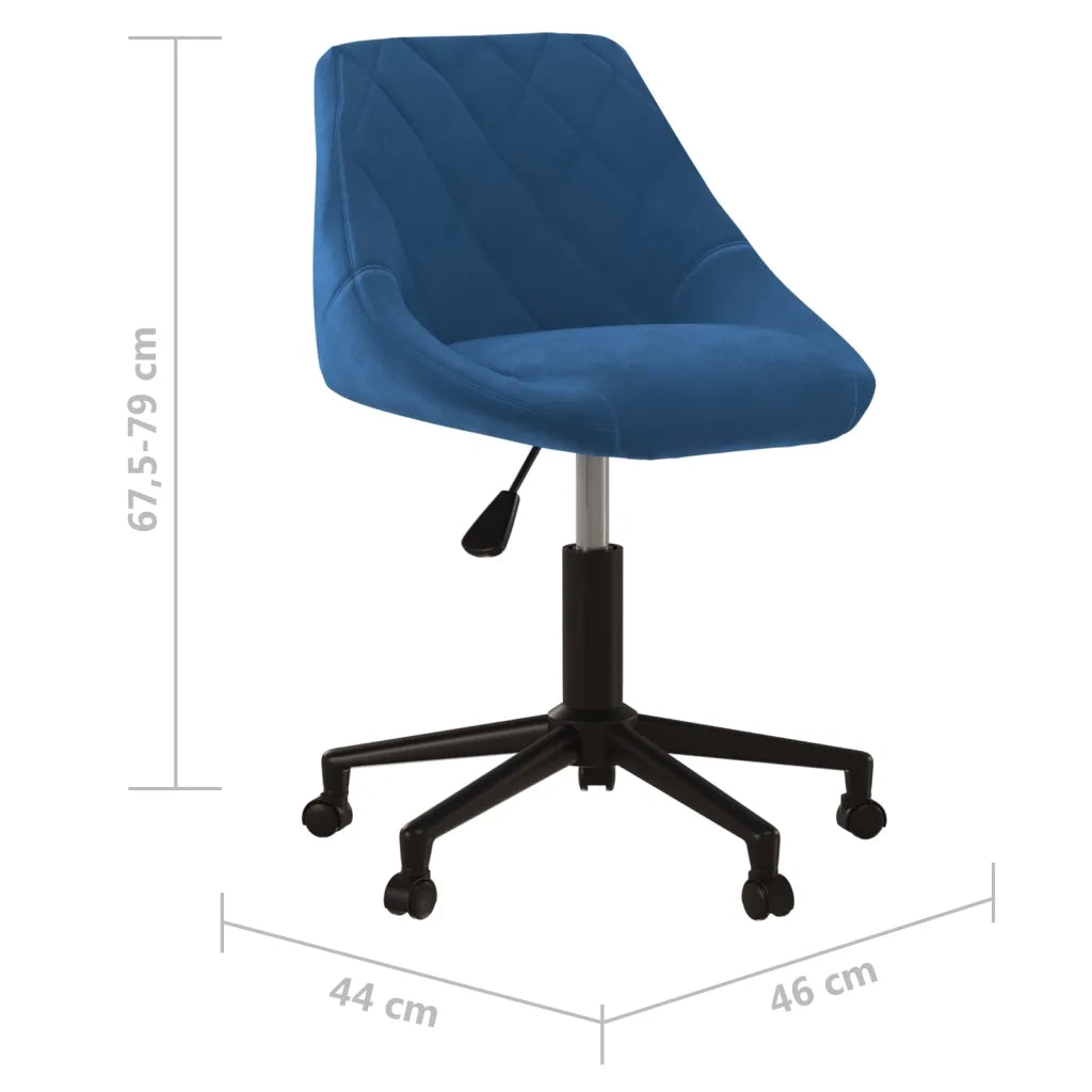 Sedia Girevole da Ufficio Blu in Velluto 335488