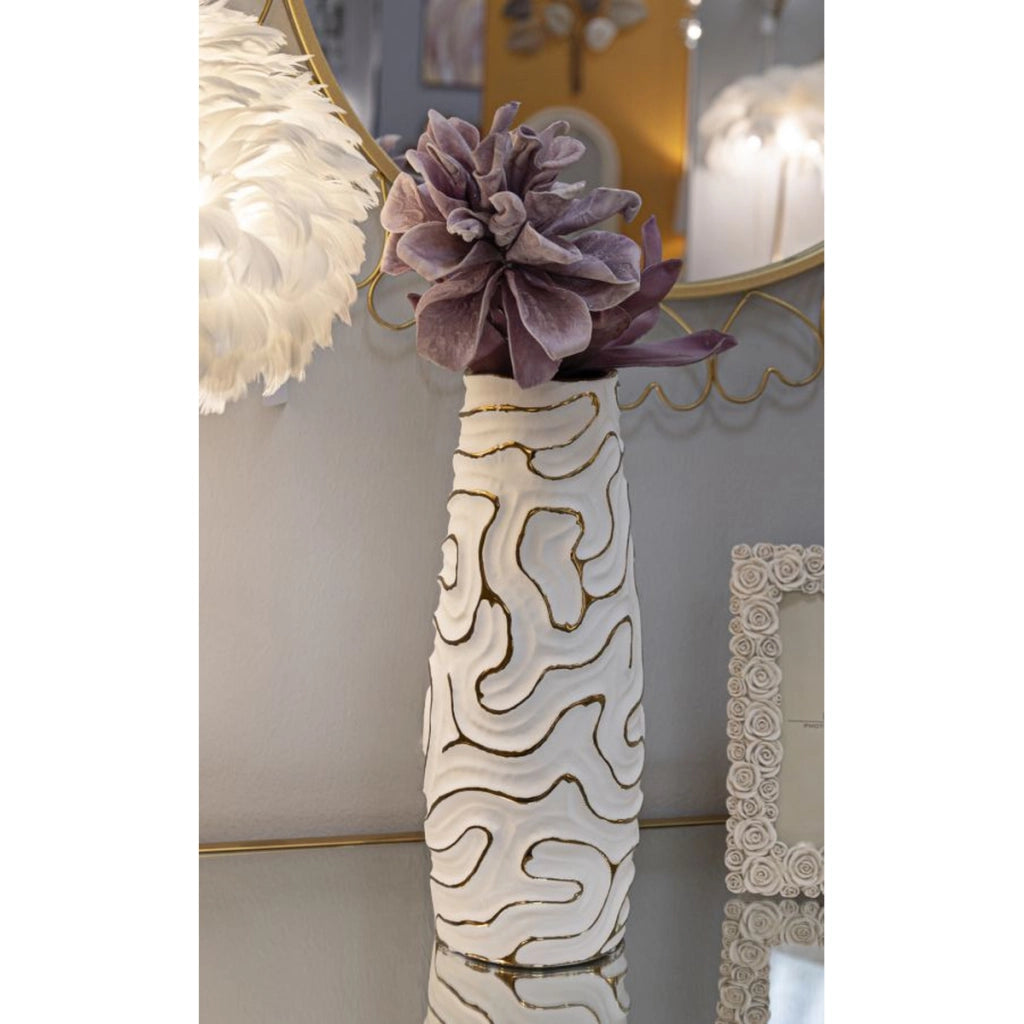 Vaso Decorativo VKH641, Bianco, Ceramica, 14,5x14,5x39,5 cm