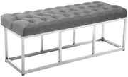 Panca AMUN in tessuto e acciaio inox grigio,120 cm