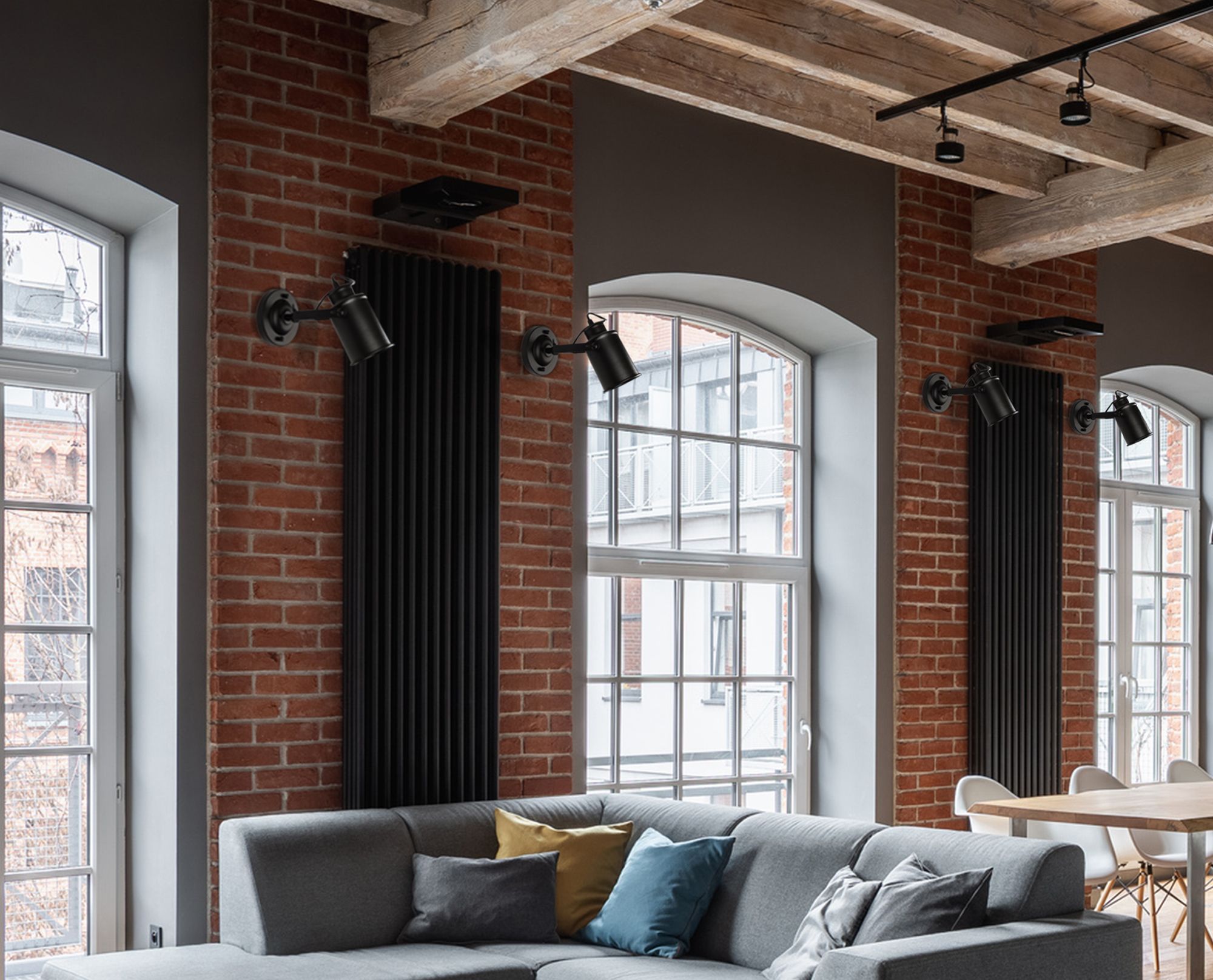 Riflettore Lampada Mobile Spot Da Soffitto Di Parete Nero E27 APP486-1C