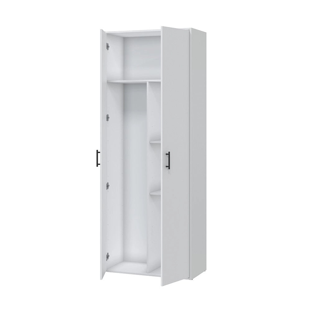 Mileto, Armadio Multiuso 2 Ante 3 Ripiani, 40x206h cm Bianco