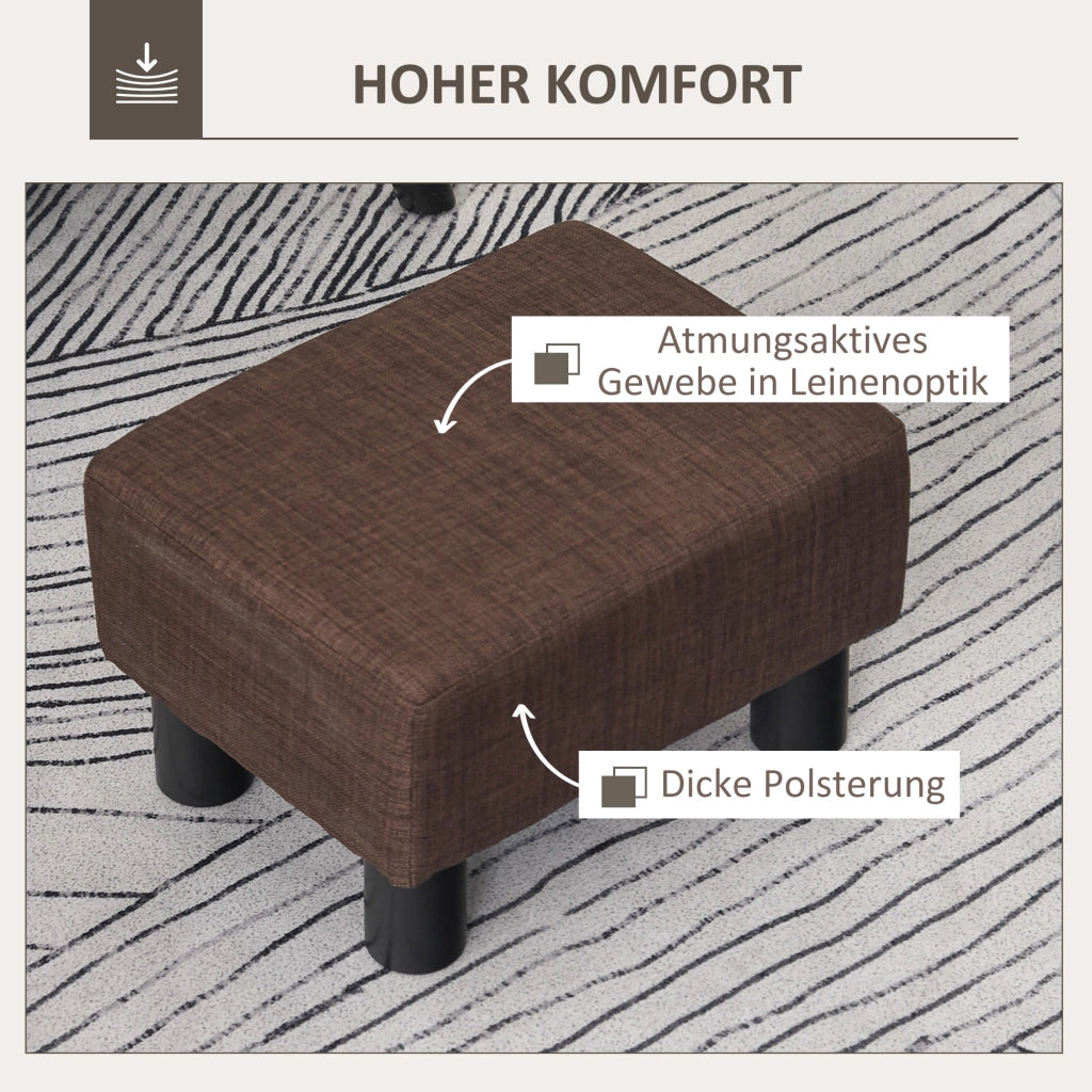 Pouf in tessuto effetto lino ¨C zephmum ¨C marrone 40x30x24cm